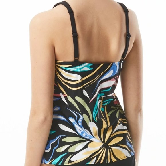 Coco Reef Retro Swirl‎ Ultra Fit Bra-Sized Underwire Tankini Swim Top Black 34C - Picture 6 of 11